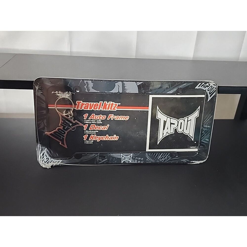 Tapout MMA Auto License Plate Frame, Decal, And Keychain Set RARE Truck Black